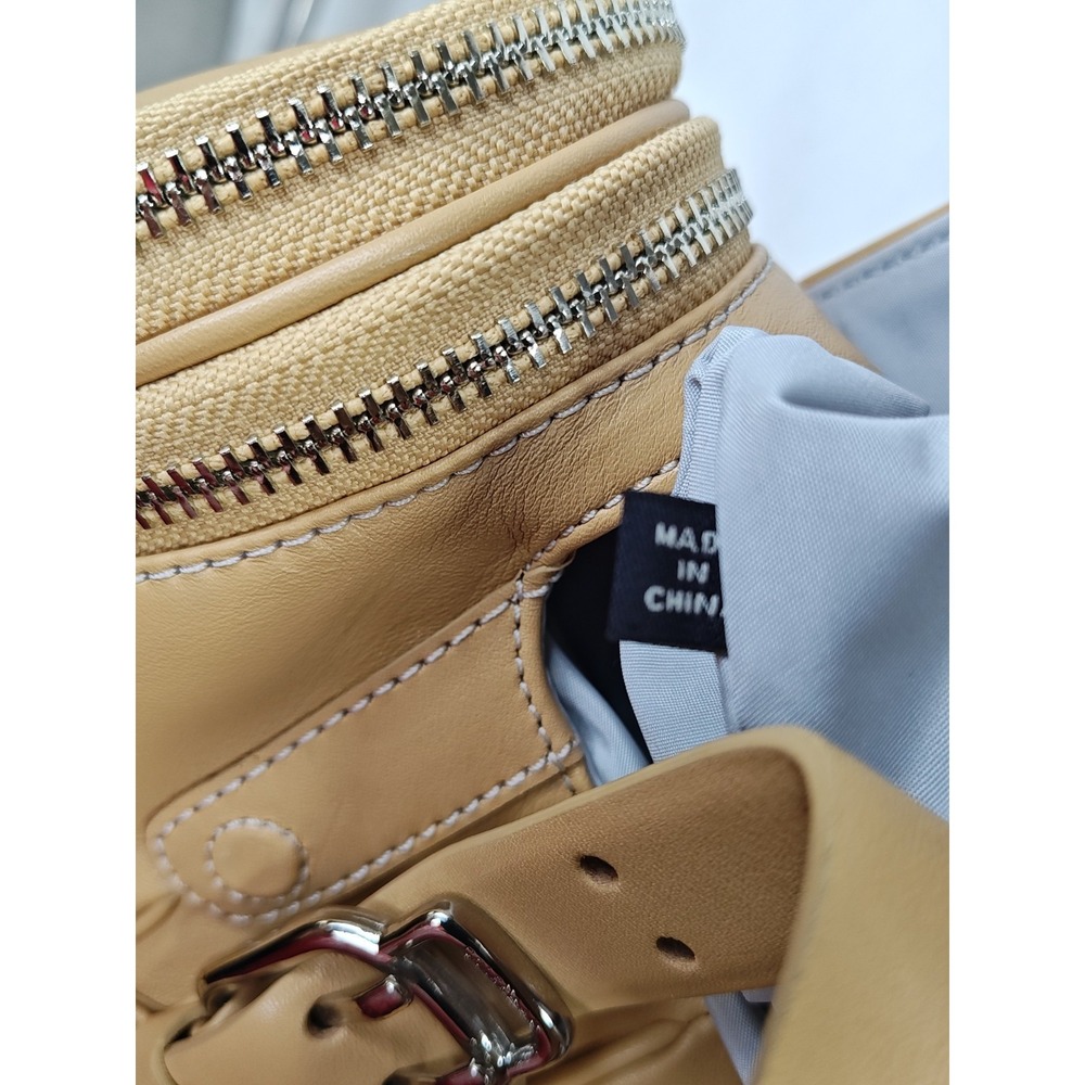 Cole Haan Alexa Natural Cream Leather Large E/W Roll Bag Cylinder Satchel NEW - Picture 10 of 16